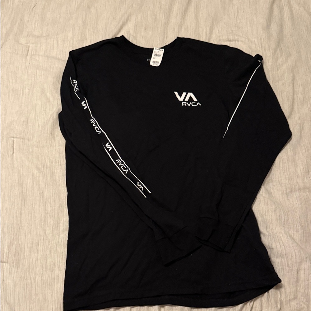 RVCA Men's Black Long Sleeve Tee with White Accents